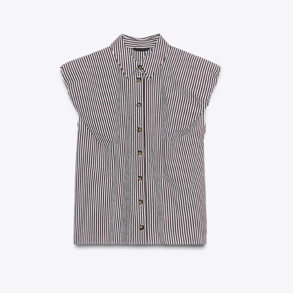 NWT! Zara Striped Sleeveless Button-Up Shirt